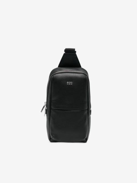 BOSS Ray pebbled-texture logo-plaque messenger bag