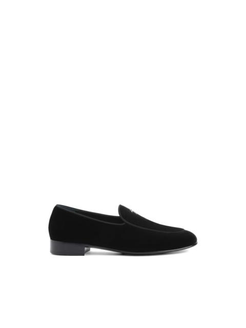 Giuseppe Zanotti Berth metal logo velvet loafers