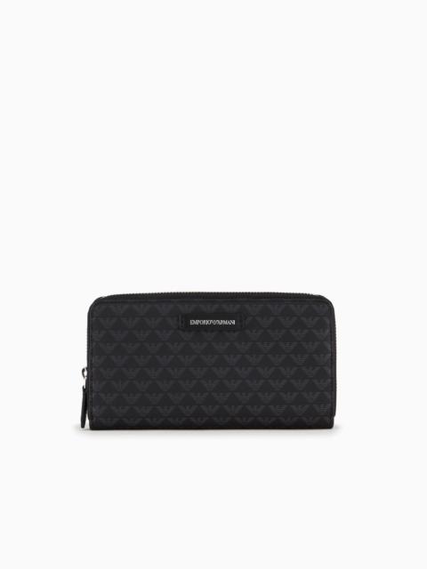 EMPORIO ARMANI All-over eagle wallet with wrap-around zip