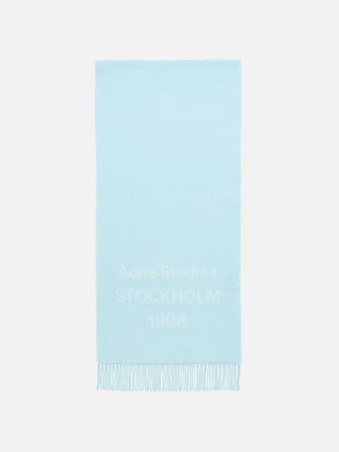 Acne Studios Wool logo scarf - Wide - Light blue/white