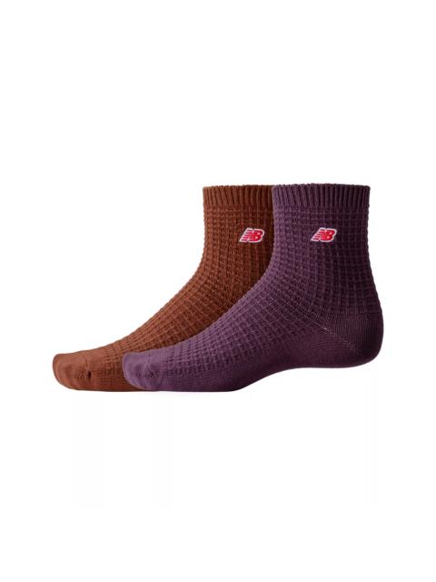 New Balance Unisex Waffle Knit Ankle Socks 2 Pack