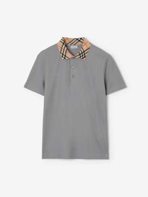Burberry Check Collar Cotton Polo Shirt