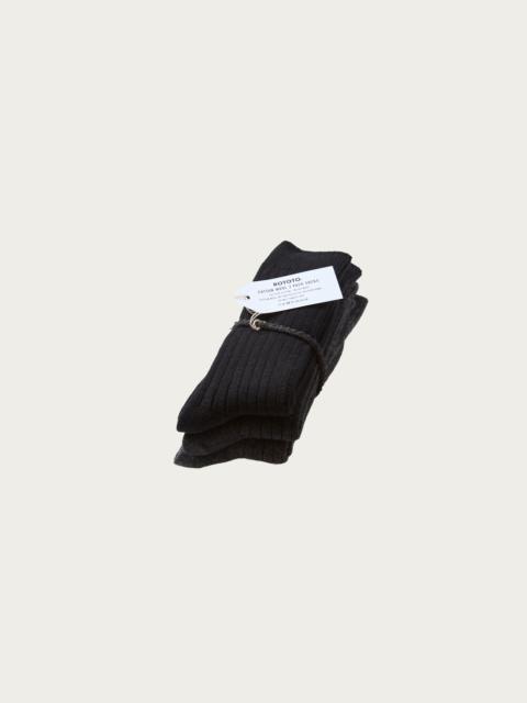 ROTOTO® Cotton Wool Ribbed Crew 3 Pack Socks - Black Tones