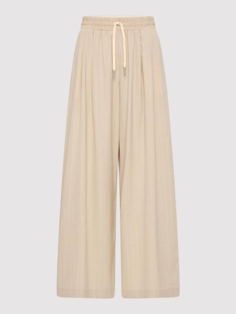 ST. AGNI Pinstripe Wool Drawstring Pants - Latte