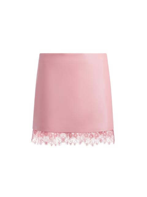 Alice + Olivia RUBI VEGAN LEATHER LACE TRIM MINI SKIRT