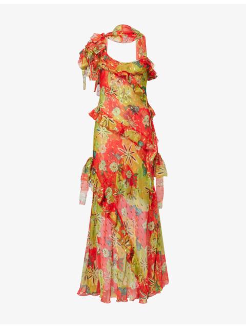 SIEDRÉS Monica Ruffled Chiffon Maxi Dress