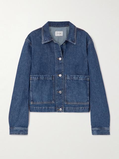 FRAME The Patch Pocket Cropped Denim Jacket