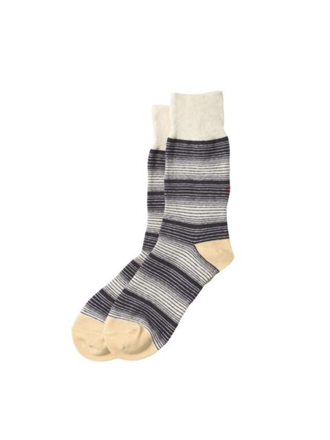 Horizontal L Stripe Crew Socks Charcoal
