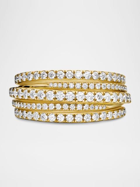 Pave Crossover Ring with Diamonds in 18K Gold, 11mm