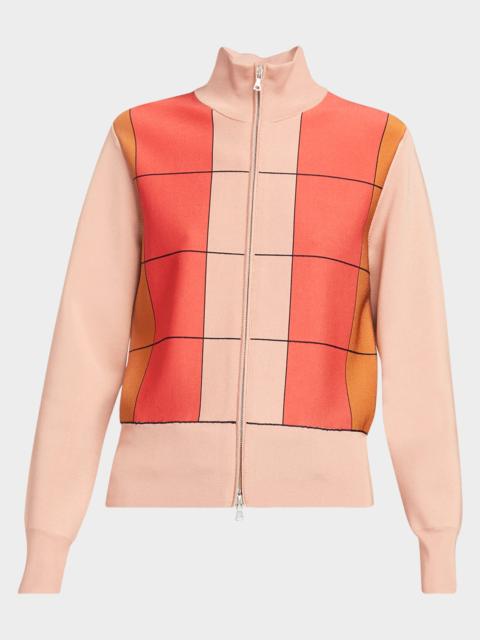 Dries Van Noten Timor Geometric Grid Zip Jacket