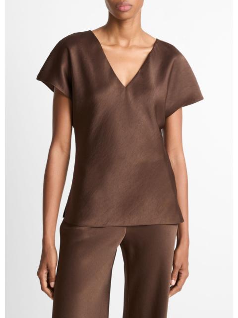 Vince Satin V-Neck Blouse