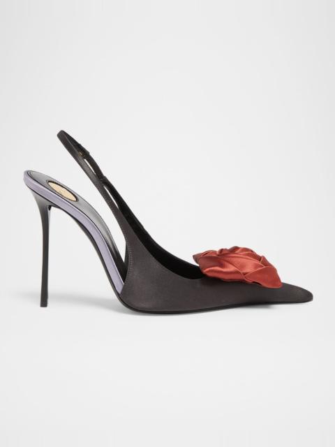 SAINT LAURENT 95mm Thierry Satin Slingback Pumps