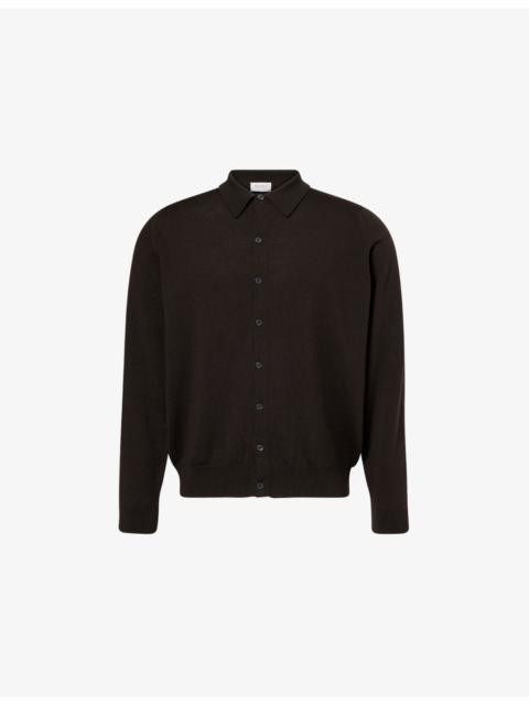 JOHN SMEDLEY Tibor Long-Sleeve Merino-Wool Polo Shirt