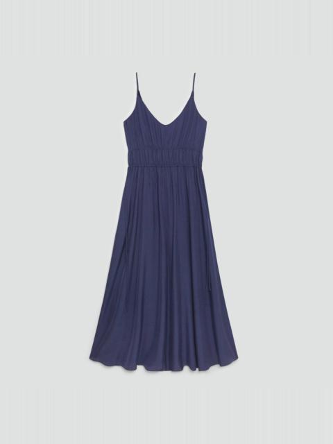 Theory Gathered V-Neck Dress in Washed Twill
