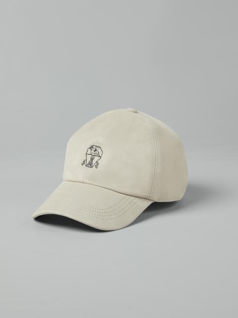 Lightweight suede baseball cap with embroidered logo