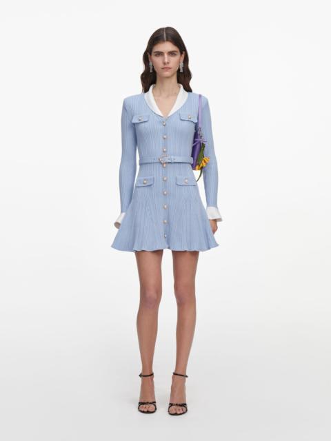 self-portrait Blue Ribbed Knit Mini Dress