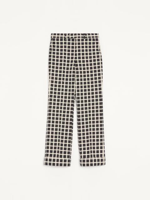 Valentino WOOL BLEND PANTS WITH CHECK PATTERN WITH TURN-UP
