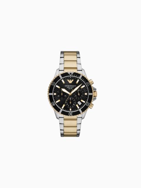 EMPORIO ARMANI WORLD EXPLORER SOLAR-POWERED CHRONOGRAPH TWO-TONE STAINLESS STEEL WATCH