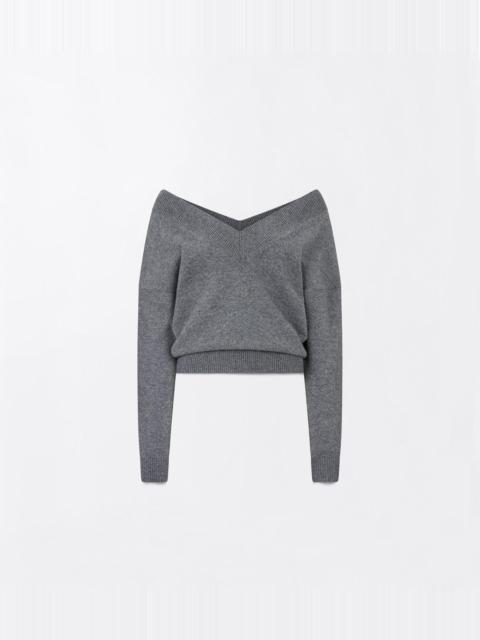 TOM FORD CASHMERE OFF THE SHOULDER V-NECK TOP