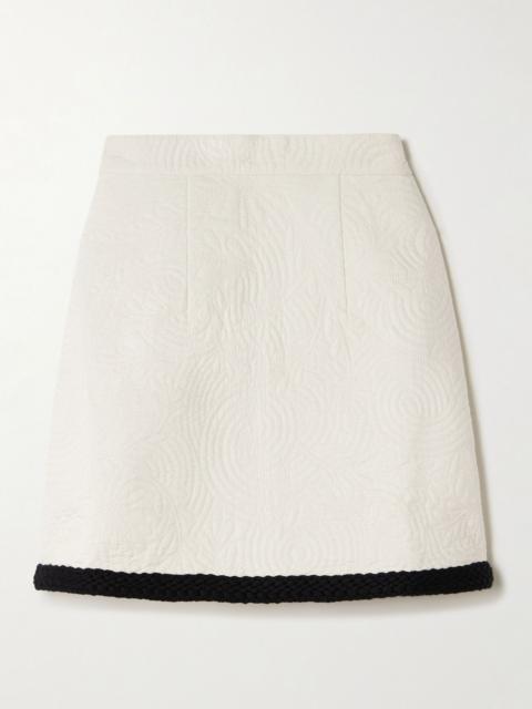 EMPORIO SIRENUSE Giuliana braid-trimmed quilted cotton mini skirt White