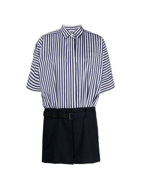 sacai striped-panelled shirt dress