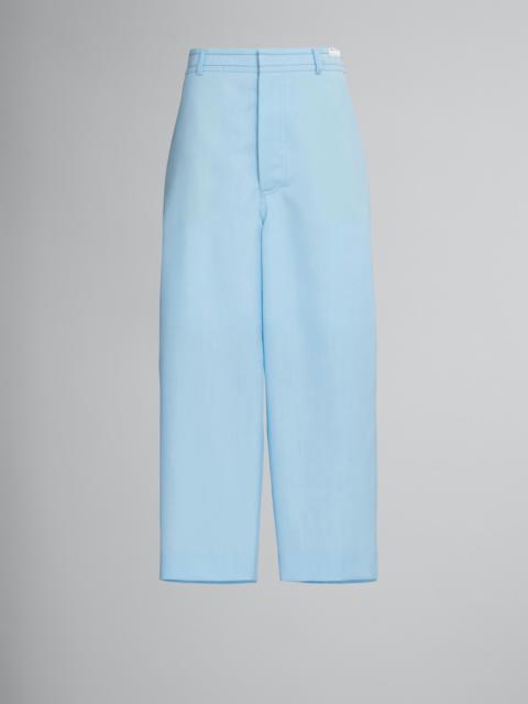 CROPPED TROUSERS IN LIGHT BLUE TROPICAL WOOL