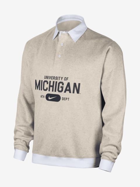 Michigan Club Fleece Nike Men's College Long-Sleeve Polo