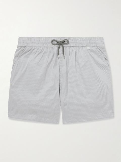 Paul Smith Straight-Leg Mid-Length Pinstriped Swim Shorts Gray