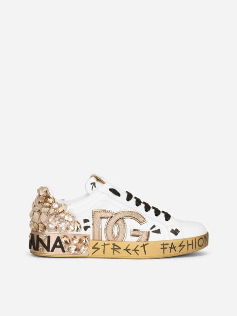 Dolce & Gabbana Calfskin Portofino sneakers with embroidery