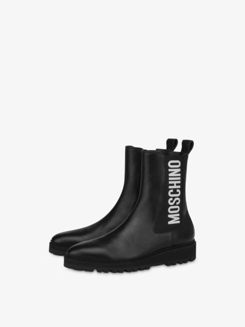 Moschino CALFSKIN BEATLES ANKLE BOOTS WITH LOGO