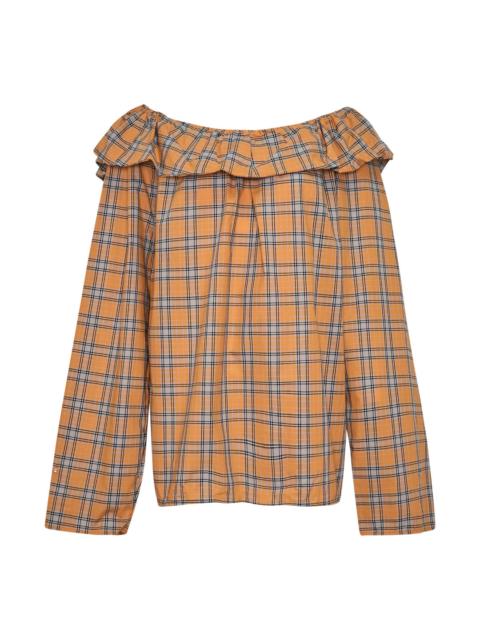 MSGM Plaid Off-Shoulder Blouse