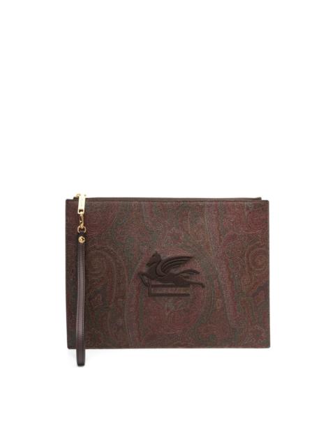 Etro Pegaso-embroidered clutch bag