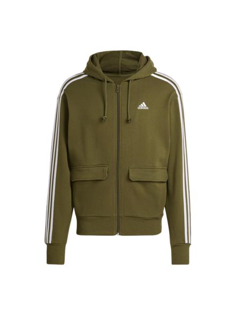 Men's adidas Alphabet Florets Funny Printing Sports Zipper Hooded Jacket Green HS3507