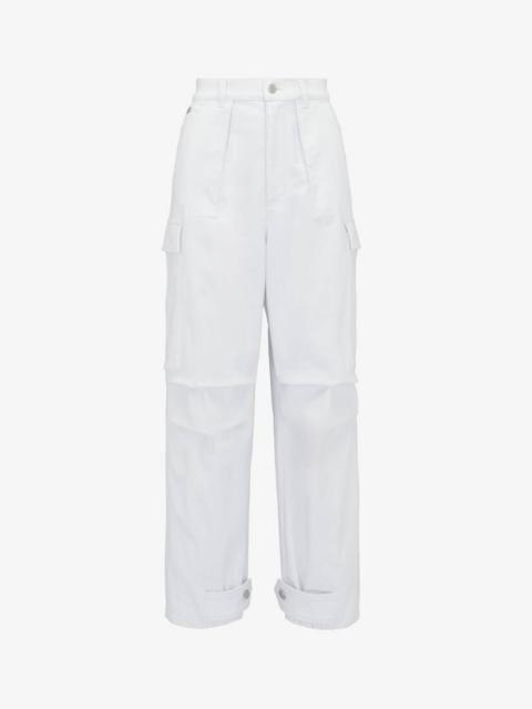 Alexander McQueen Women's Military Cargo Jeans in White
