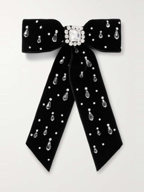 Jennifer Behr Alva crystal-embellished velvet bow hair clip