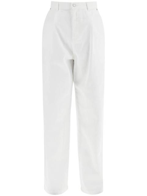 Moschino WHITE COTTON WIDE LEG TROUSERS