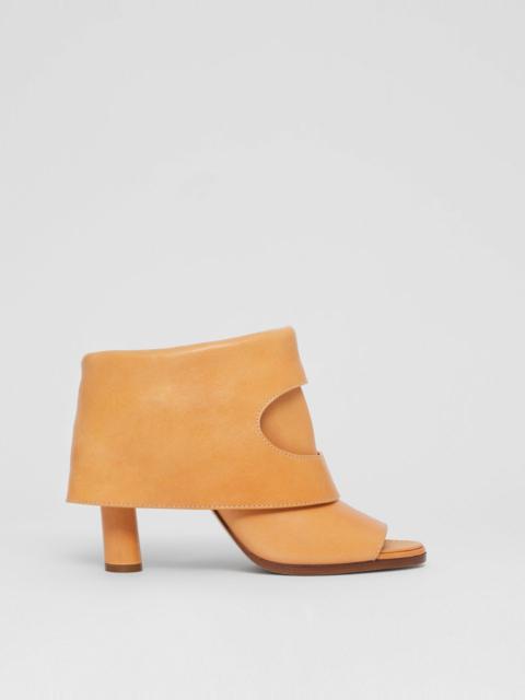 Porthole Detail Leather Peep-toe Boots