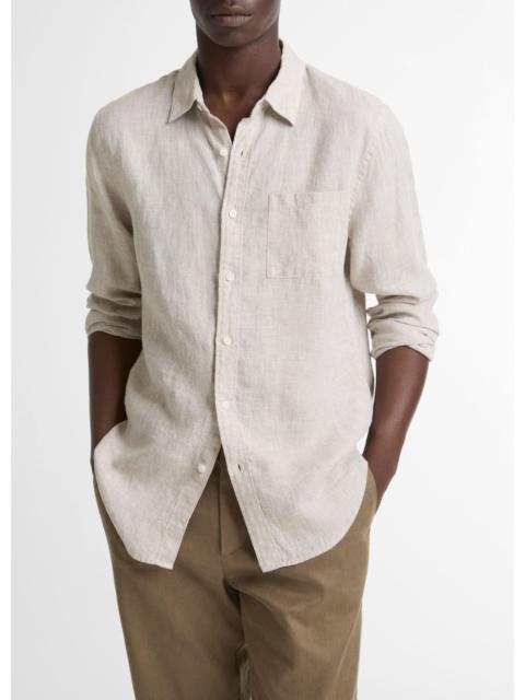 Vince Houndstooth Linen Button-Front Shirt