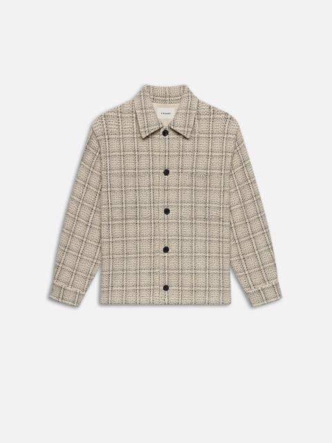 Flannel Overshirt Jacket in Off White Plaid