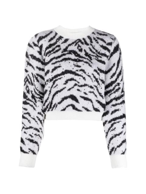 zebra intarsia knitted sweater