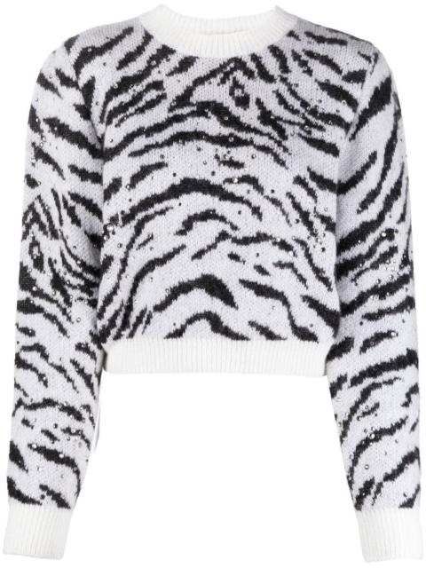 zebra intarsia knitted sweater