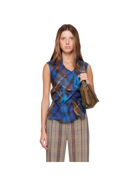 Vivienne Westwood Blue Short Sleeve Drunken Shirt