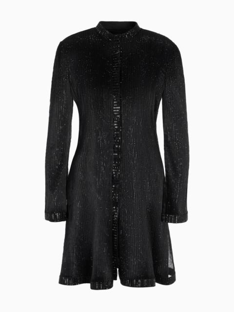 GIORGIO ARMANI Long jacket in pleated tulle with crystal embroidery