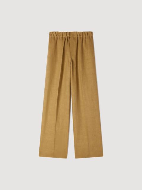 Sandro WIDE-LEG ELASTICATED LINEN TROUSERS
