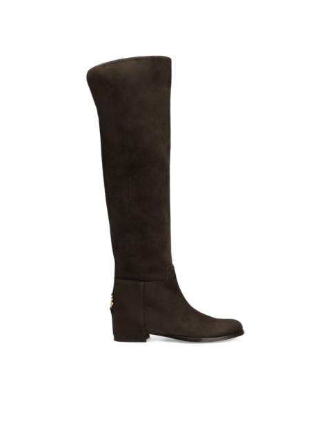 logo-plaque suede boots