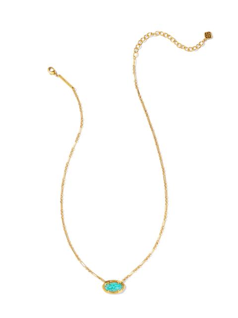 KENDRA SCOTT Elisa Vintage Gold Etch Frame Short Pendant Necklace in Variegated Turquoise Magnesite