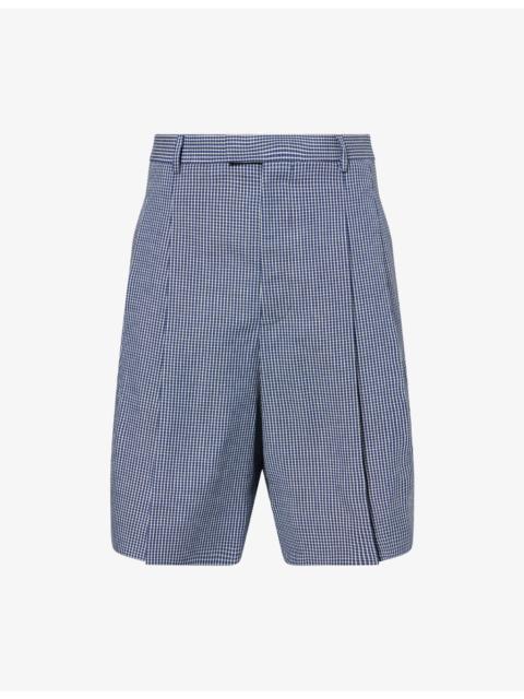 Givenchy Gingham-Print Pleated Cotton-Poplin Shorts
