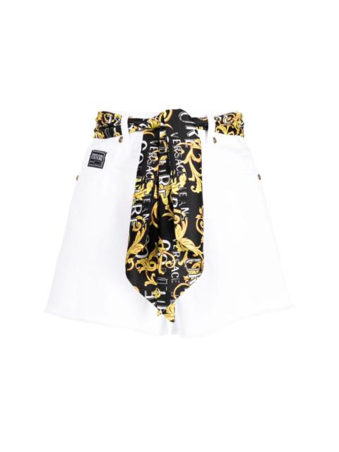 VERSACE JEANS COUTURE Barocco-scarf denim shorts