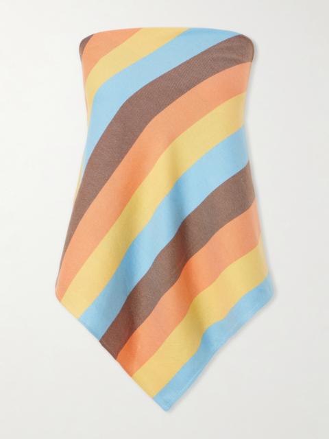 MARRAKSHI LIFE The Triangle Strapless Striped Cotton-blend Top