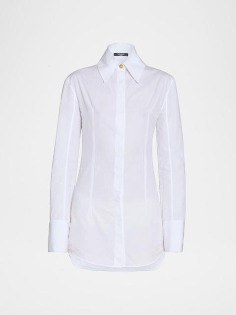 Balmain Cotton Popeline Fitted Button-Down Shirt